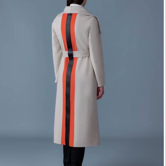 Mackage Mai Cream Belted Coat with Stripe Size Small - Picture 4 of 5